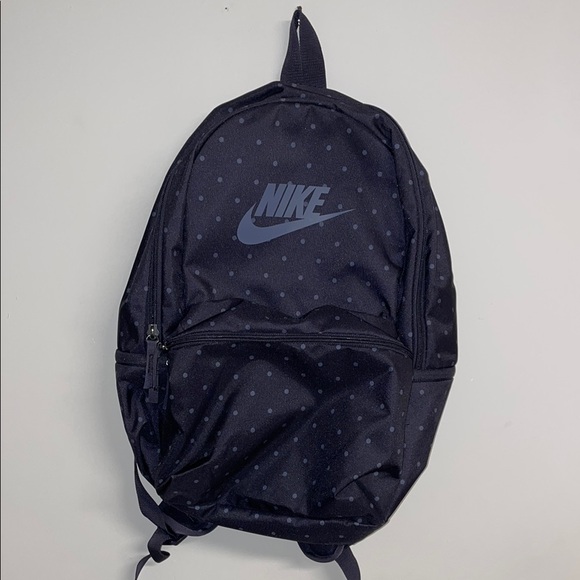 nike backpacks blue and dots Brasilia Kids' Backpack (18L) Padded and adjustable shoulder straps let you customize your fit for comfortable all Nike Navy Blue Polka Dot